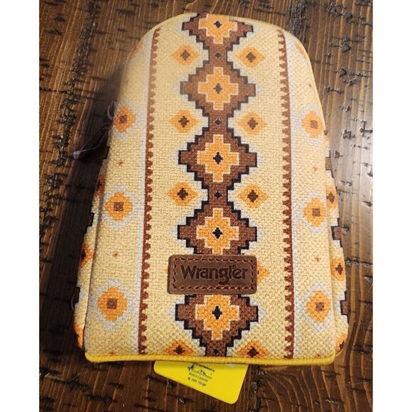 Wrangler Handbags - Wrangler Crossbody Aztec Design Bag Yellow with Orange and Brown